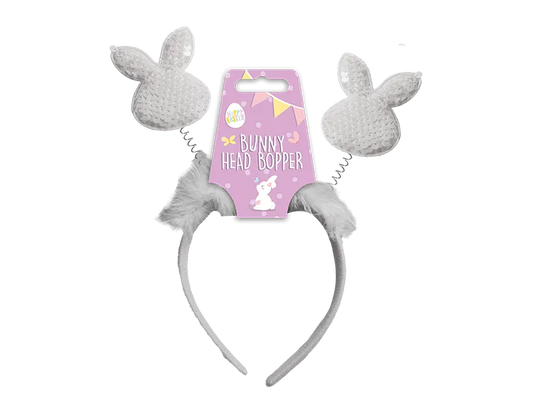Easter Sequin Bunny Head Boppers in Grey