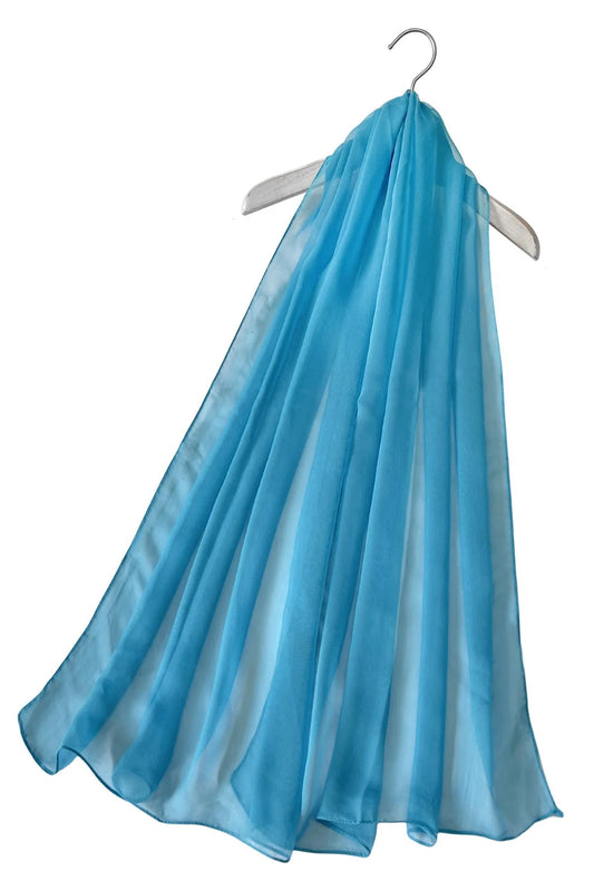 Slim Plain Chiffon Scarf in Blue