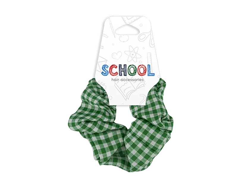 Girls Green Checkered Hair Scrunchie
