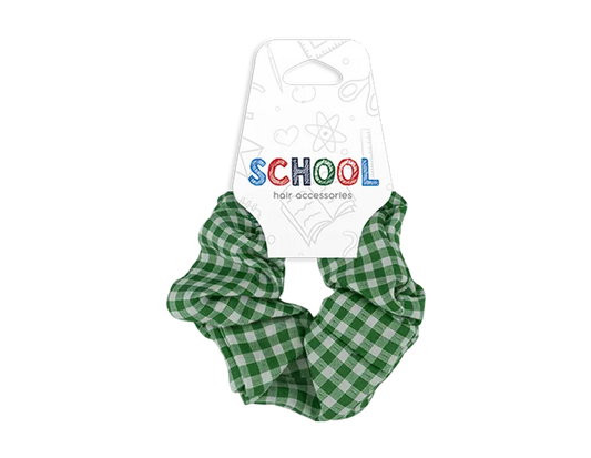Girls Green Checkered Hair Scrunchie