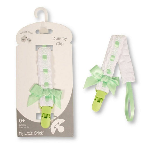 Baby Dummy Clip With Lace Band & Bow-green
