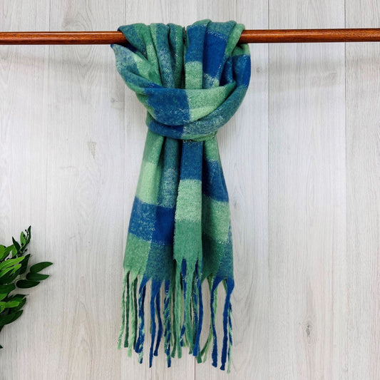Green Chunky Winter Scarf Checked Scarf