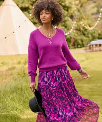Joe Browns - Floral Tiered Fril Maxi Skirt Purple - ws527a