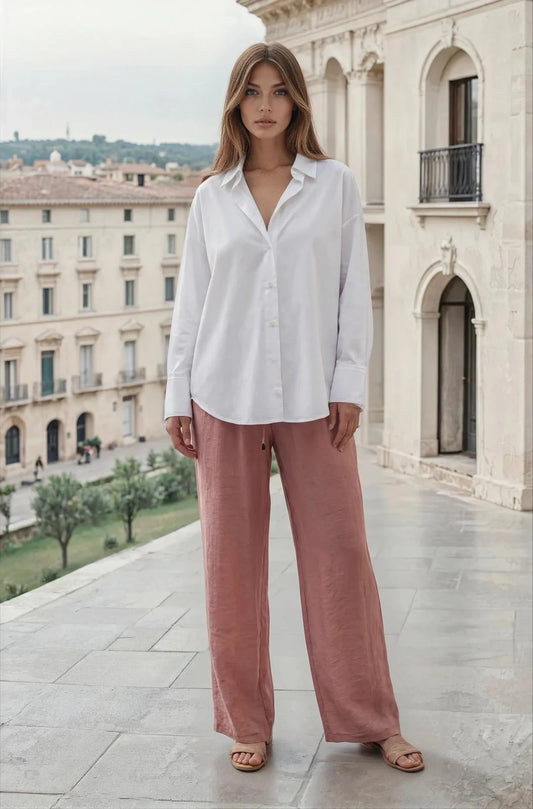 Pink Lightweight Summer Trouser with Belt