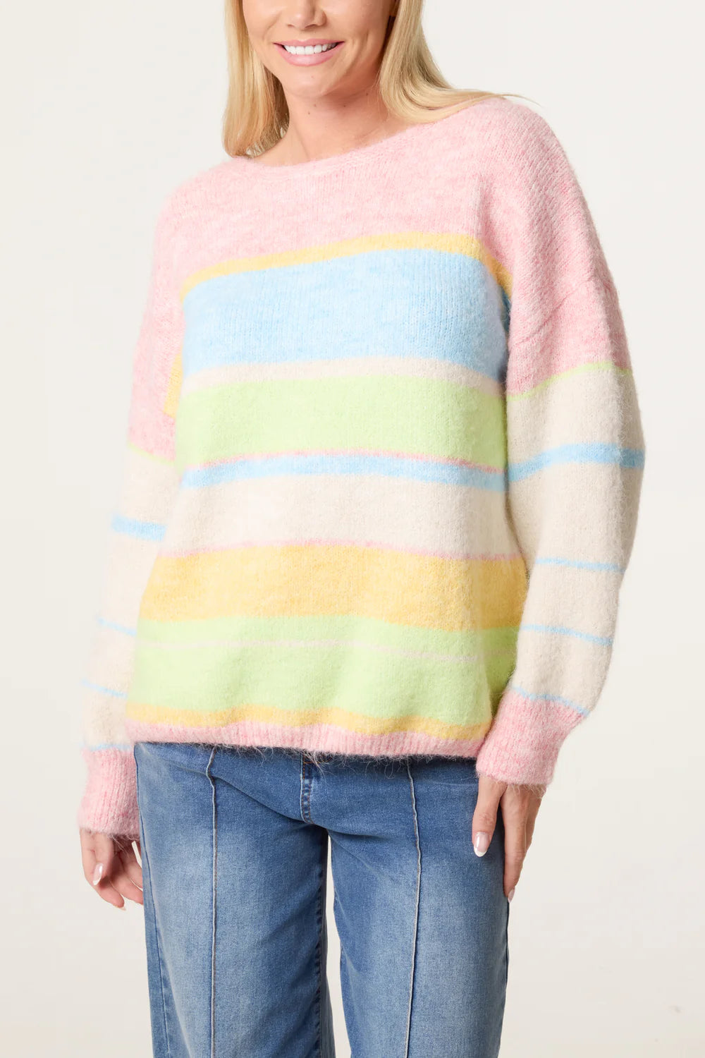 Pastel Colour Block Knitted Jumper