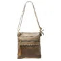 Multi zip crossbody with stud button KHAKI 6673