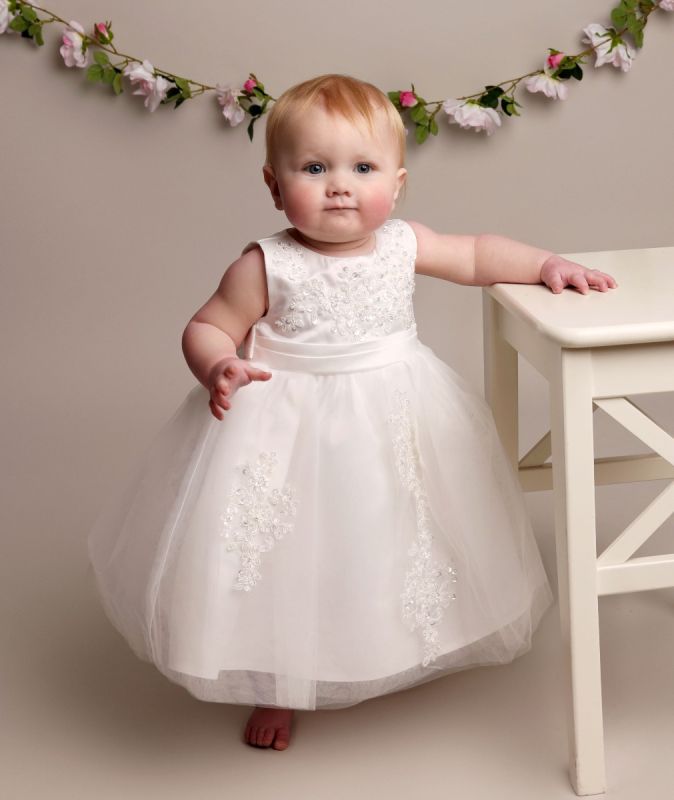 Girls White Layla Christening Dress
