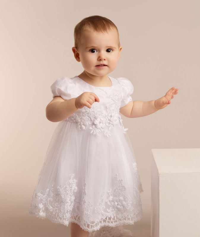Girls White Lexi Christening Dress