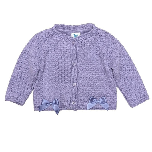 Baby Girls lilac Double Bow Knitted Cardigan