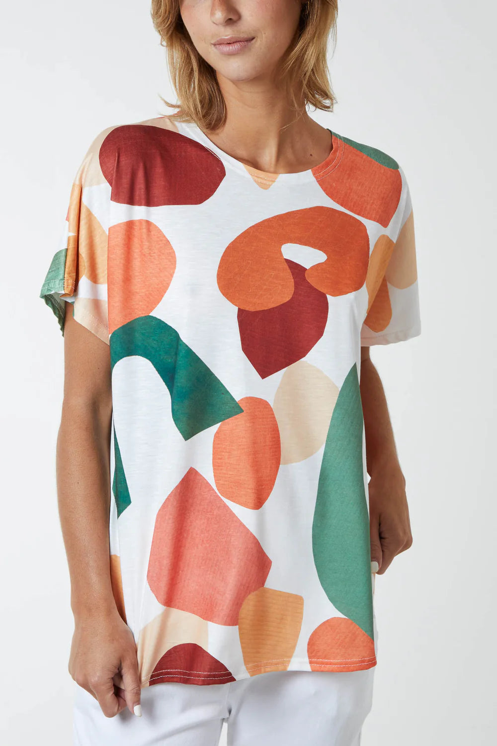 Orange Geometric Print T-Shirt