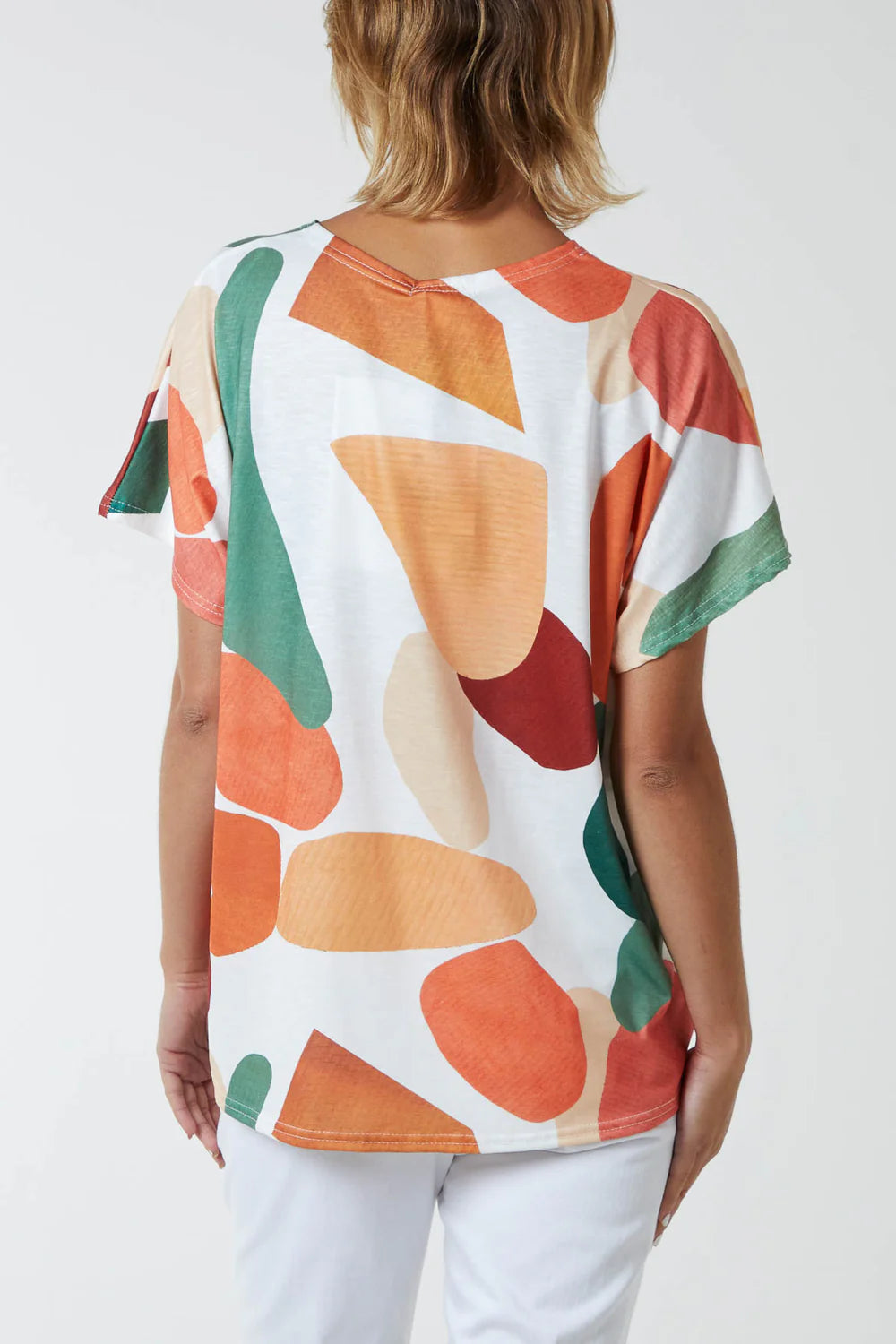 Orange Geometric Print T-Shirt