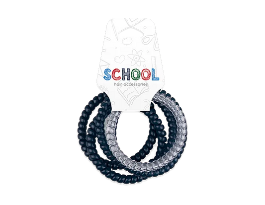 Girls Navy Spiral Hair Bobbles