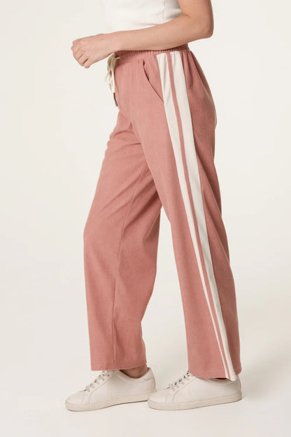 Pink Drawstring Side Stripe Trousers