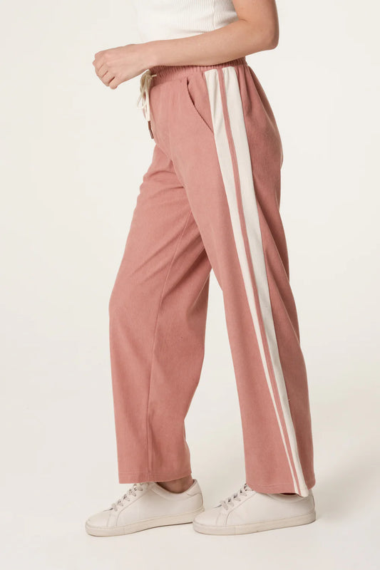 Pink Drawstring Side Stripe Trousers
