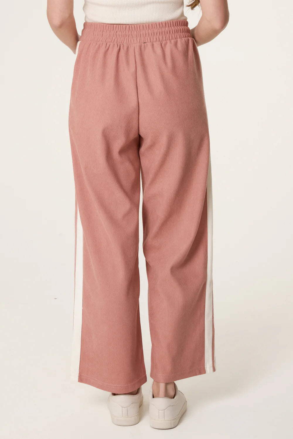 Pink Drawstring Side Stripe Trousers