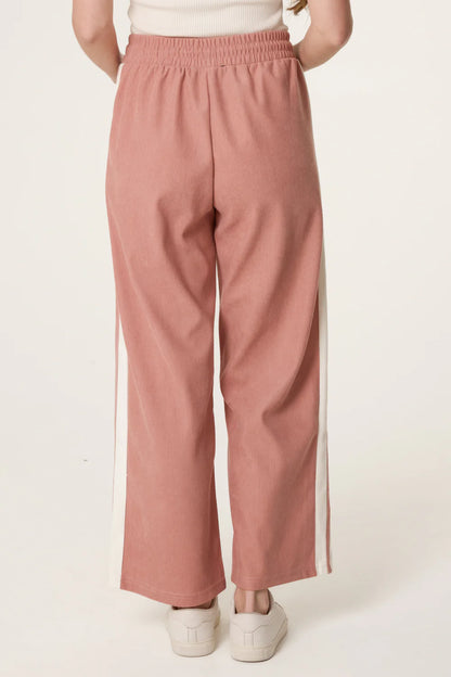 Pink Drawstring Side Stripe Trousers