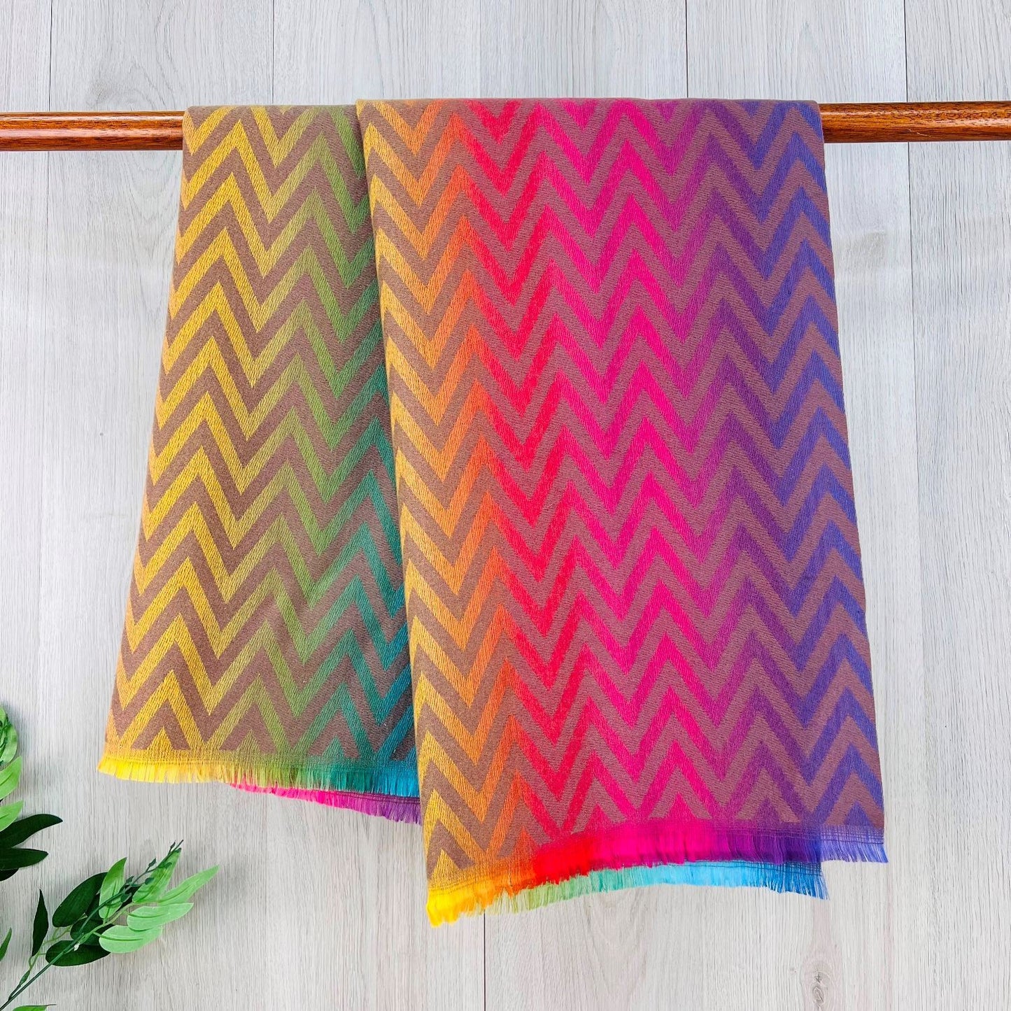 Purple Fine Winter Scarf With Zig-Zag Design
