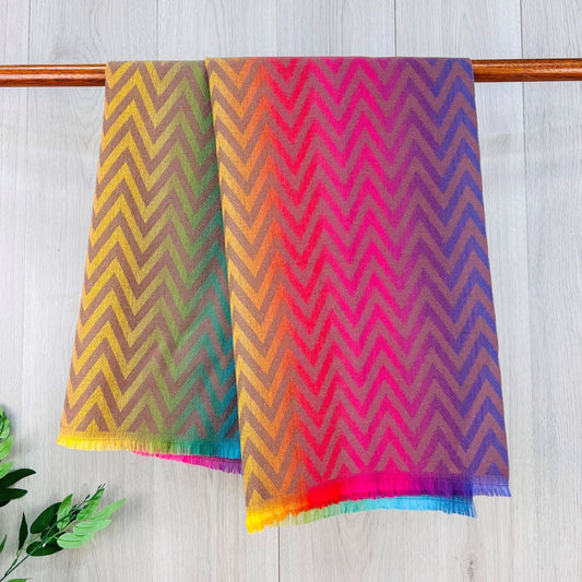 Purple Fine Winter Scarf With Zig-Zag Design