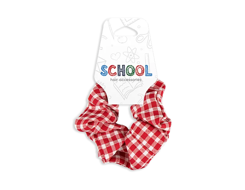 Girls Red Checkered Hair Scrunchie