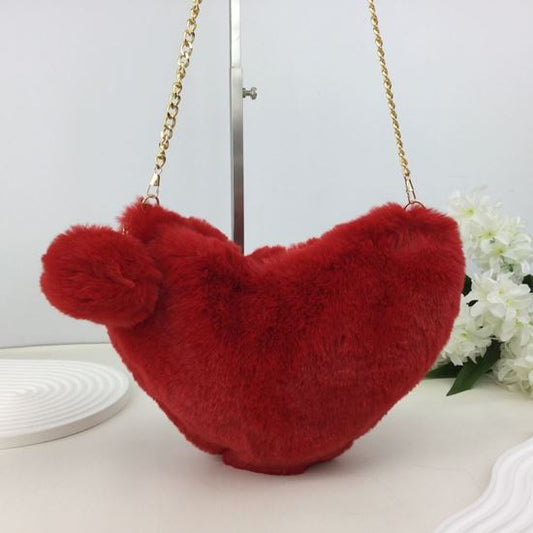 Heart Faux Fur Bag Red 235070