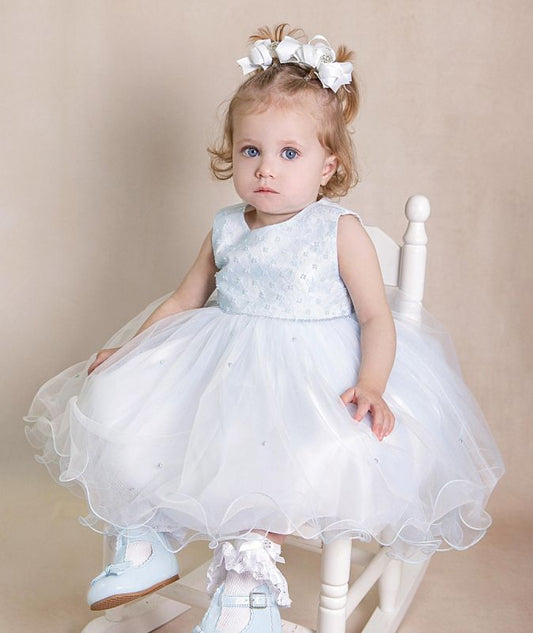 Girls White Riley Christening Dress