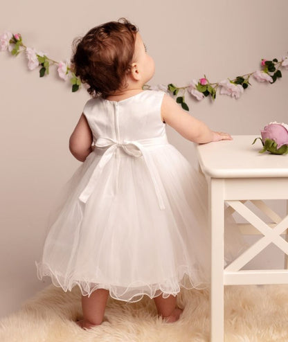 Girls White Riley Christening Dress