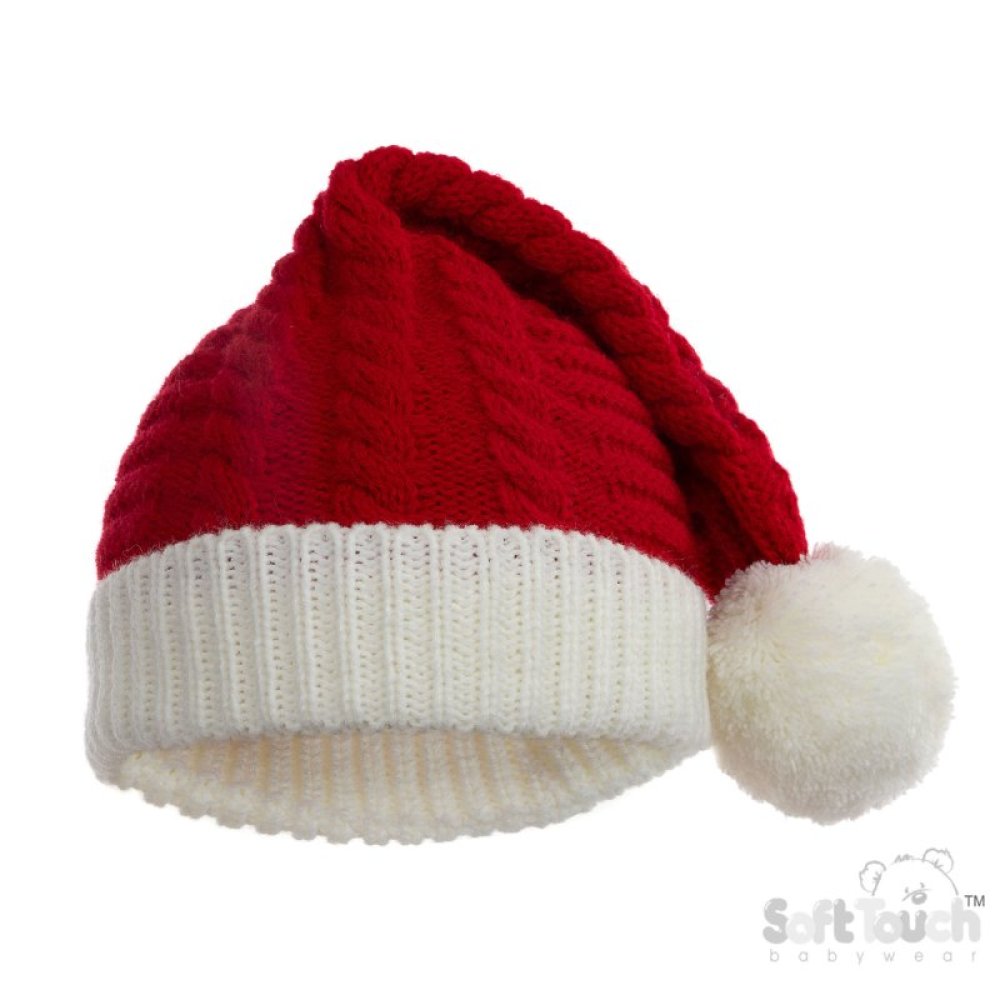 Cable Santa Hat with Pom Pom