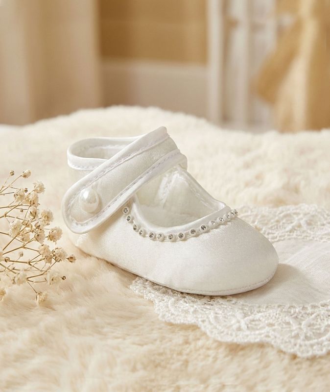 Baby Girl Ivory Laura Soft Soled Mary Jane Style Christening Shoe