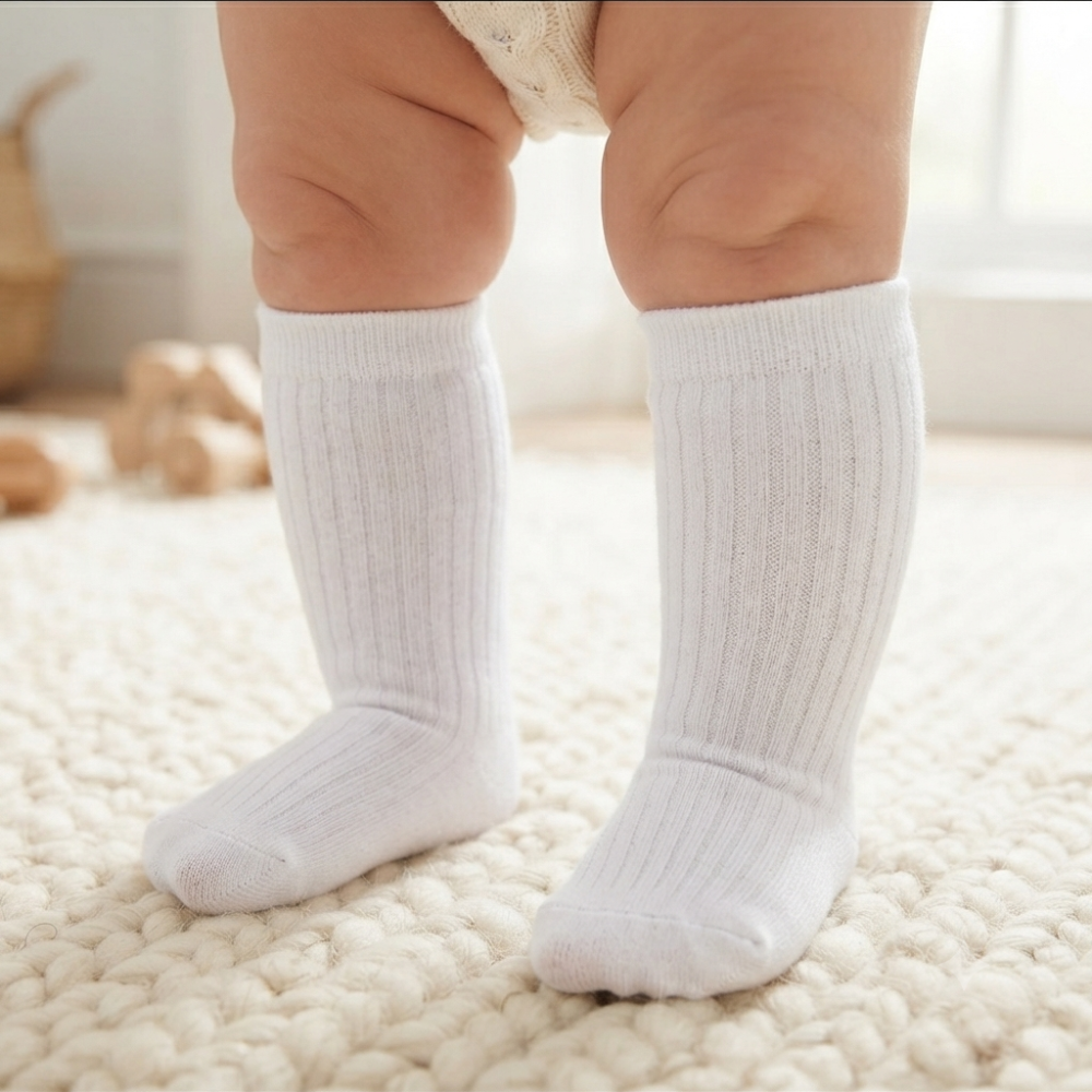 Baby 3/4 Length White Socks