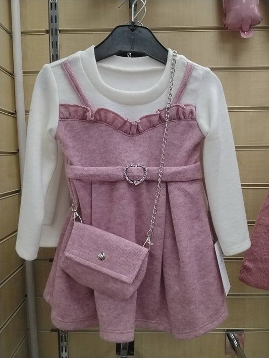 Pink Pinafore Dress and Bag Set 2057