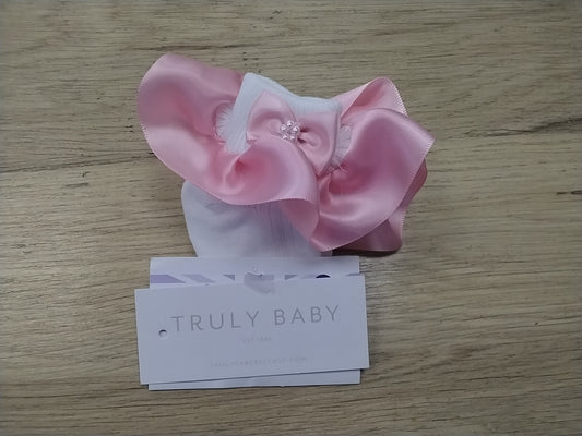 Sara Jayne Pink Pearl Bow Sock