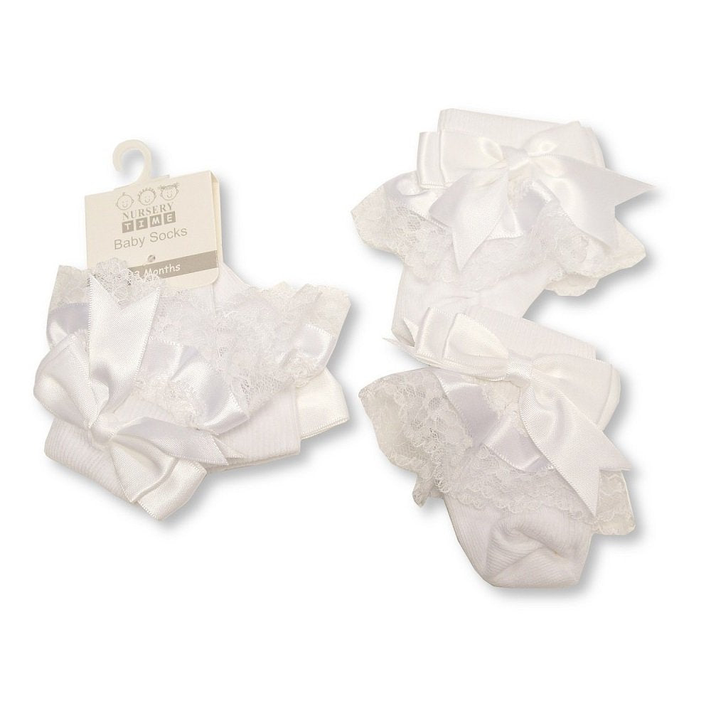 Baby Lace Socks with White Bow