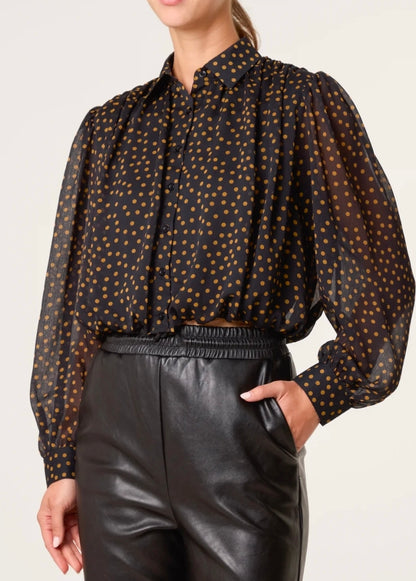 Gold Polka Dot Ballon Blouse