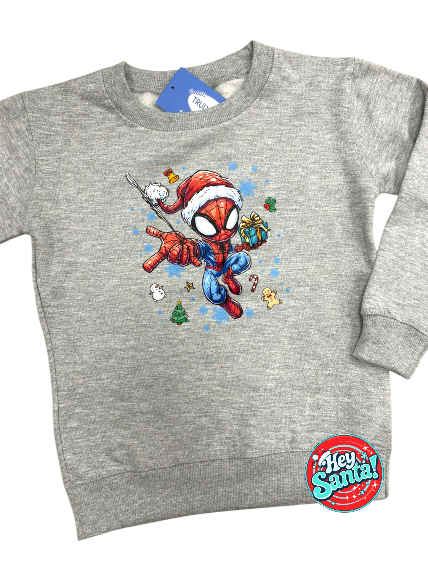 Christmas Jumper Spiderman Grey