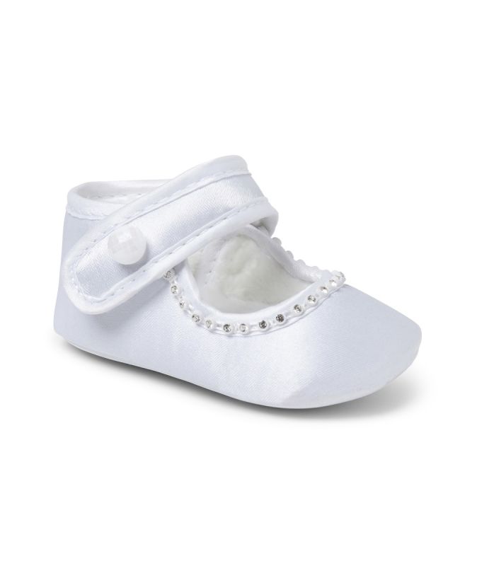 Baby Girl White Laura Soft Soled Mary Jane Style Christening Shoe