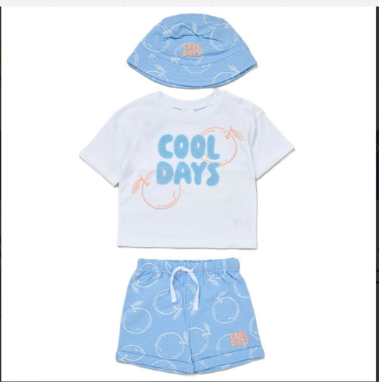 Baby boy cool days t-shirts, short and hat