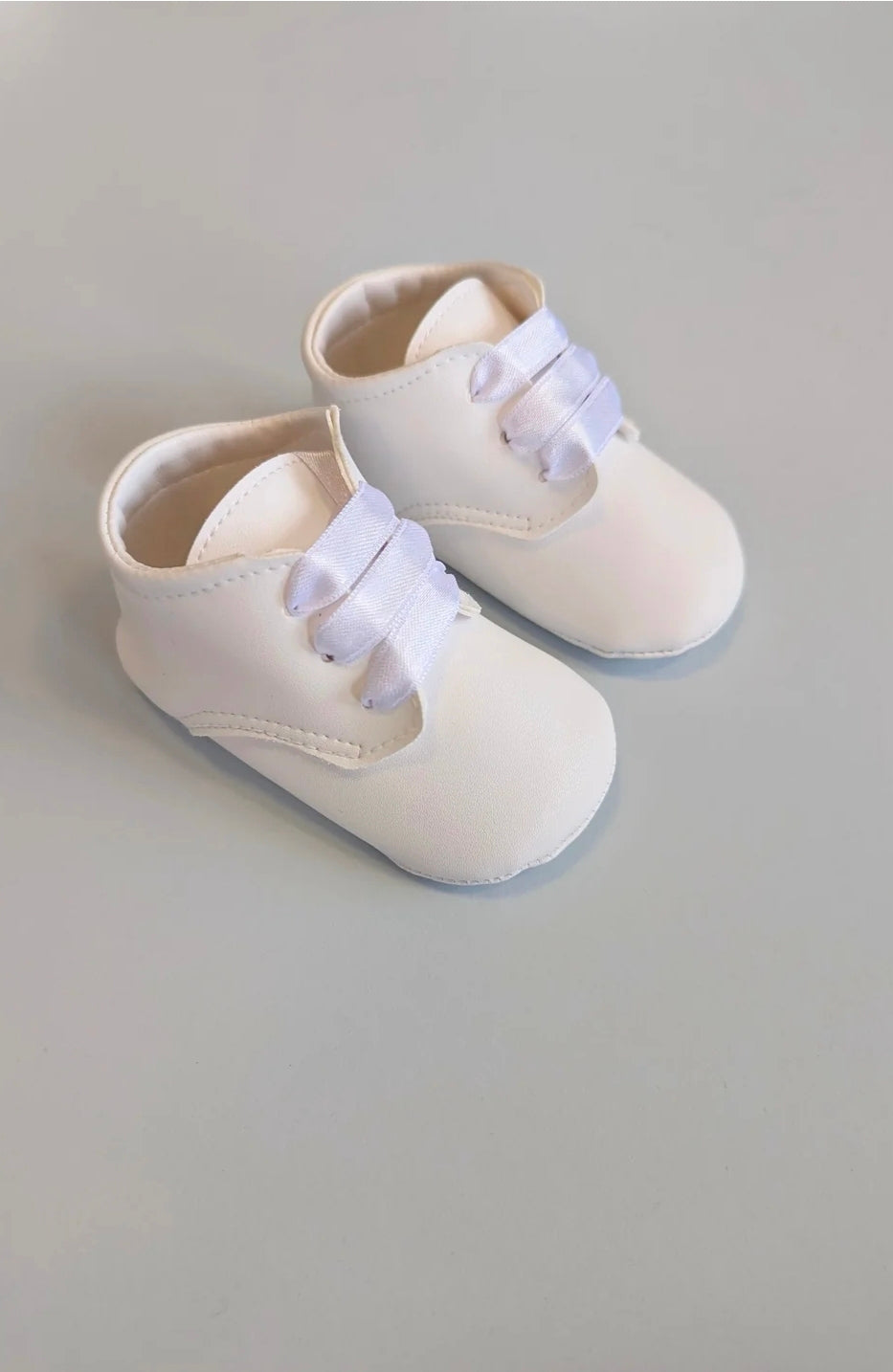 Boys White Soft, Smart Shoe with Ribbon Tie Lace