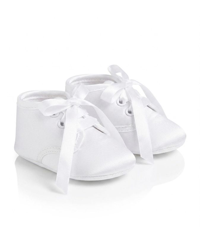 Baby Boy white Louis Ribbon Tie Boot Style Christening Shoe