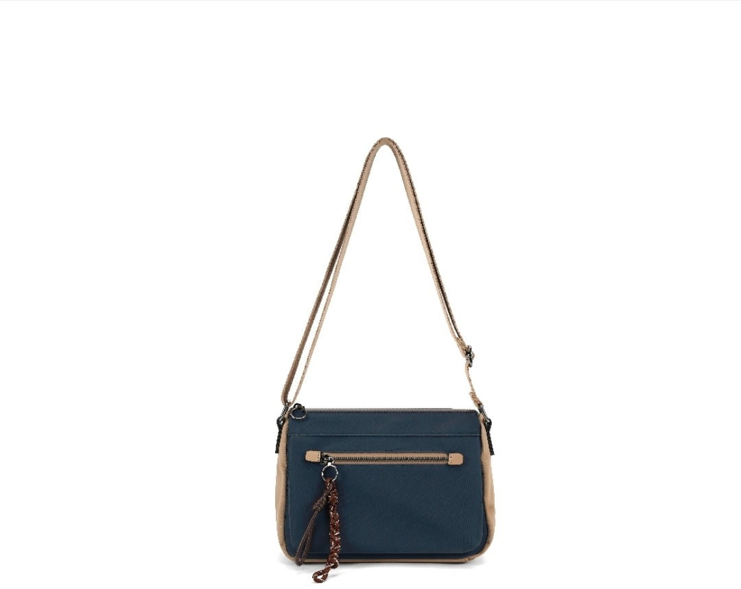 Soft Shell modern Crossbody Bag with Front Pocket and Beige Contrasting Sides