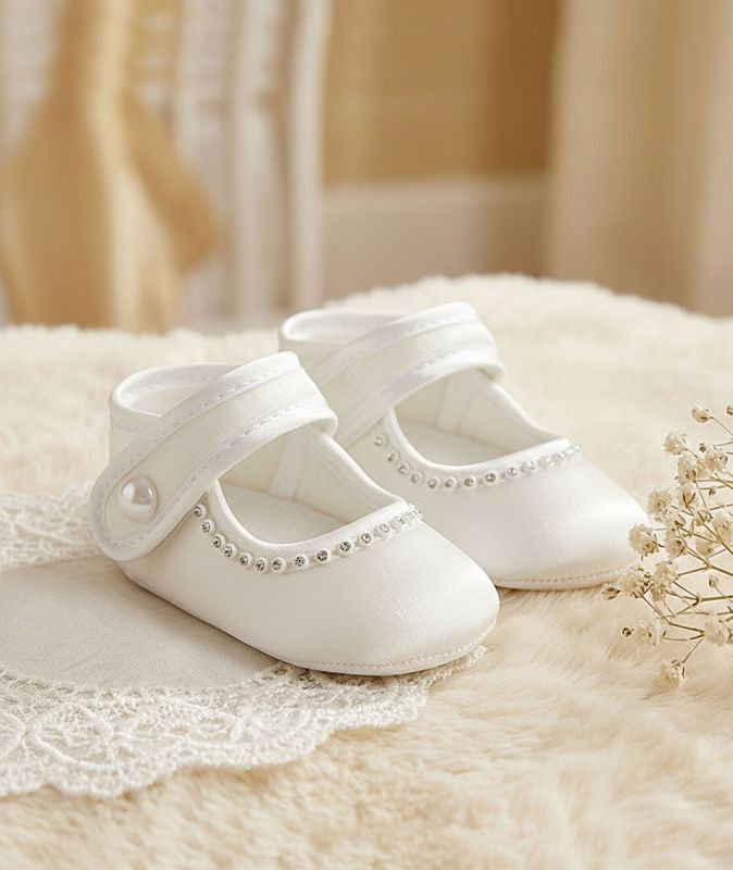 Baby Girl Ivory Laura Soft Soled Mary Jane Style Christening Shoe