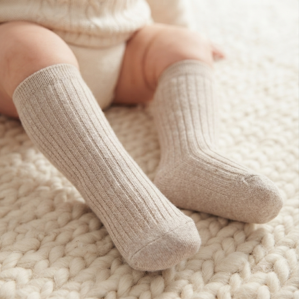 Baby 3/4 Length Taupe Socks