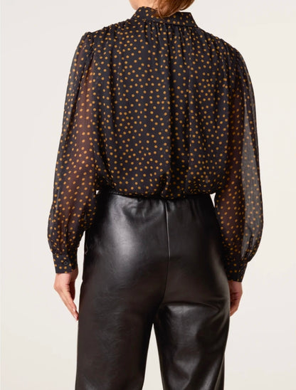 Gold Polka Dot Ballon Blouse