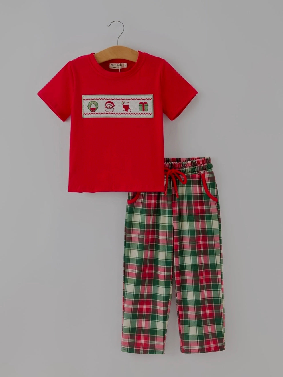 Christmas Boys Smocked Plaid Pyjama Set