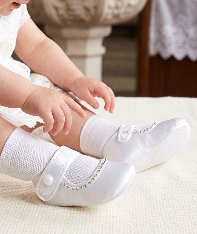 Baby Girl White Laura Soft Soled Mary Jane Style Christening Shoe