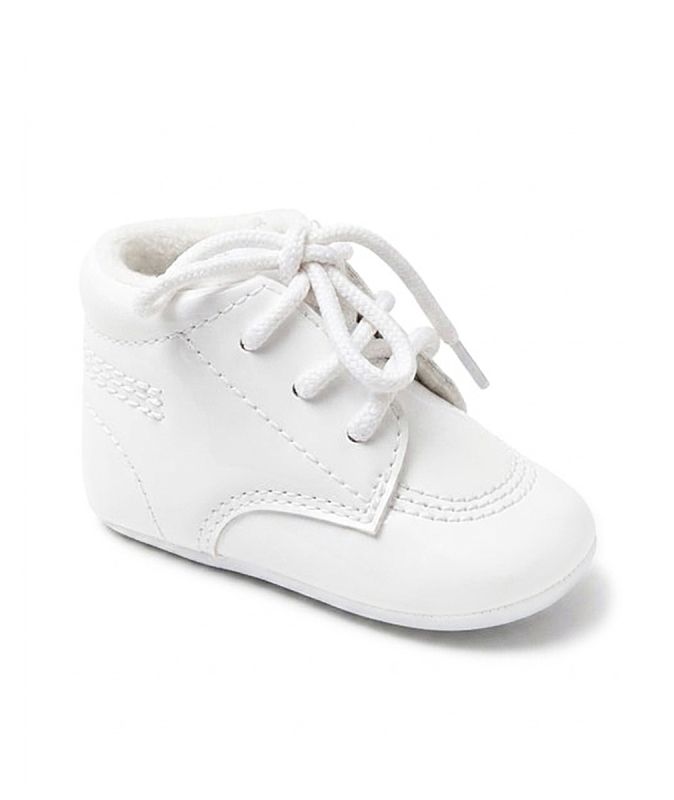 Baby Boy white Carlos lace Up Boot Style Christening Shoe