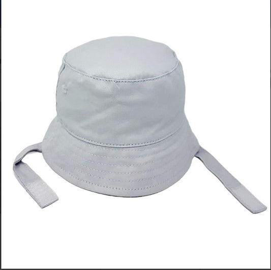 Infants Plain silver bucket hat with chin strap