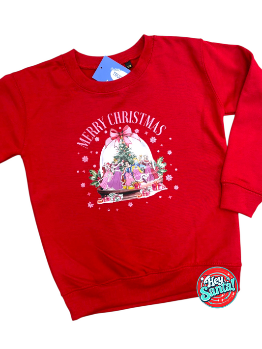 Christmas Jumper Princess Snow Globe Red