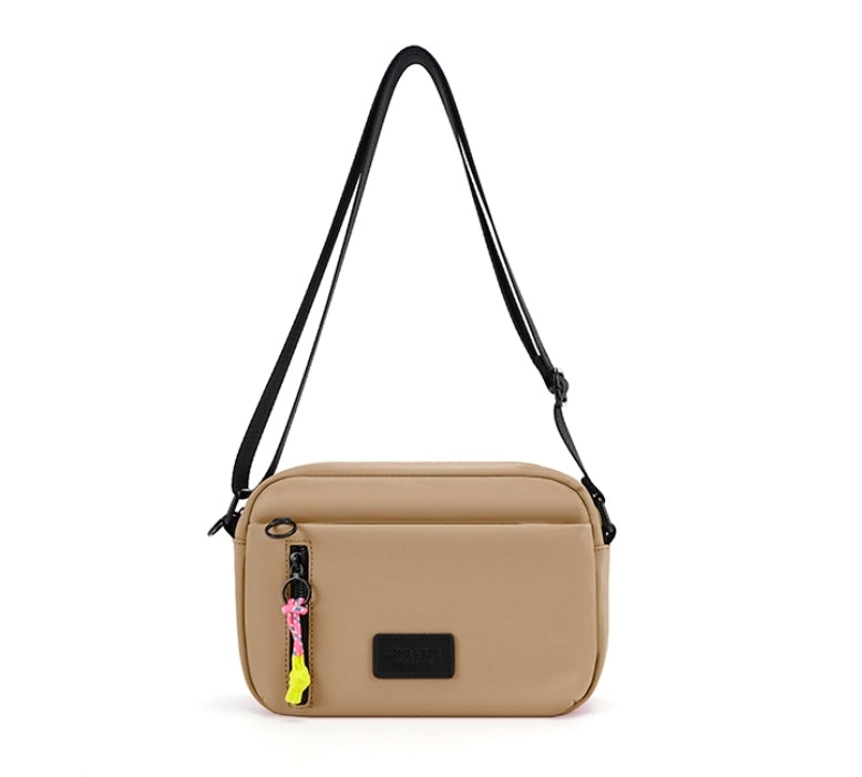 Soft Shell modern  Round Crossbody Bag with Front Pocket and Coloured Tassels