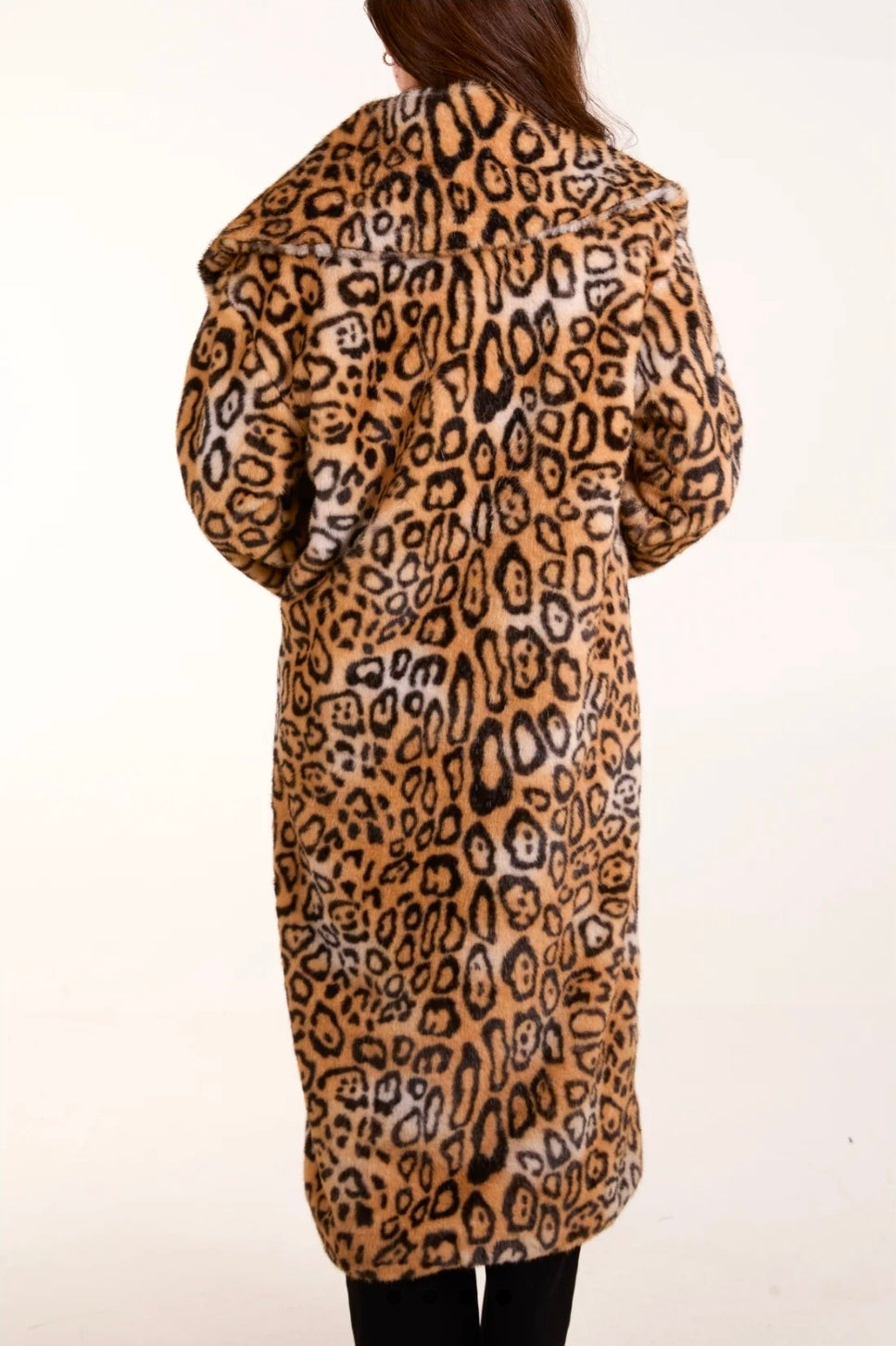 Leopard Print Extreme Collar Long Coat