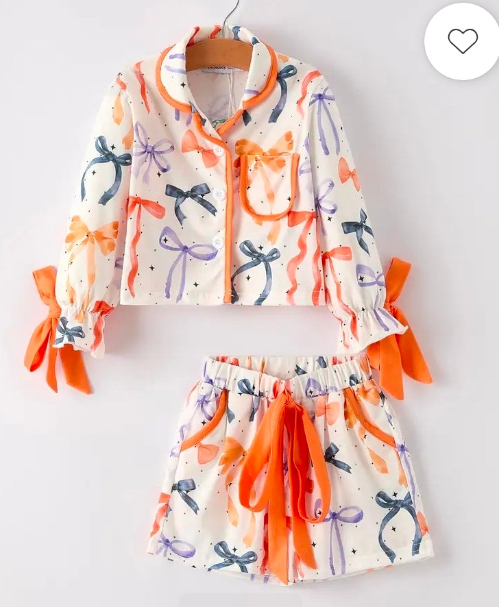 Halloween Bow Print Pjama Set